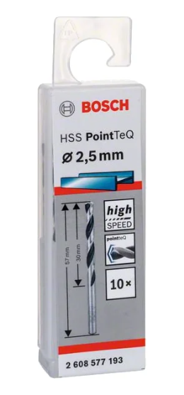 Burğu metal üçün 10 HSS Pointeq 2.5мм (10 ədəd) Bosch 2608577193