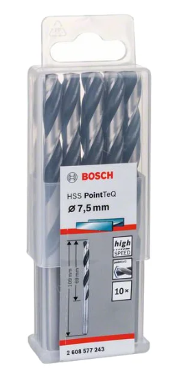 Burğu metal üçün 10 HSS Pointteq 7.5 mm (10 ədəd) Bosch 2608577243