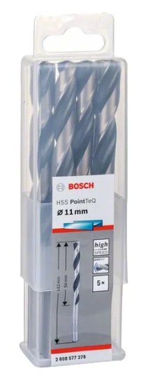 Burğu metal üçün HSS Pointteq 11 mm (5 ədəd) Bosch 2608577278