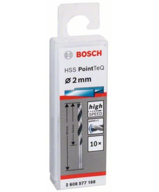 Burğu metal üçün 10 HSS Pointteq 2мм (10 ədəd) Bosch 2608577188