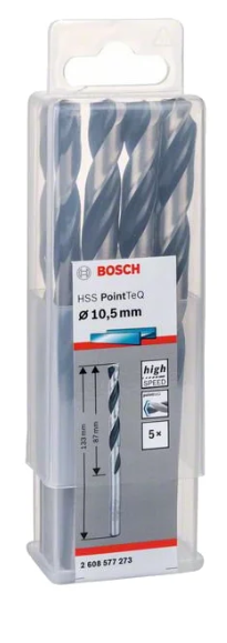 Burğu metal üçün HSS Pointteq 10.5 mm (5 ədəd) Bosch 2608577273