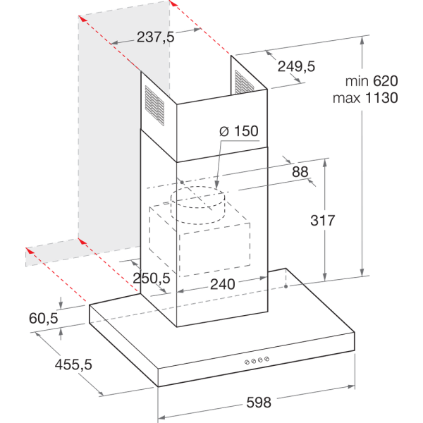 Вытяжка каминная Hotpoint-Ariston HHBS 6.7F LT X