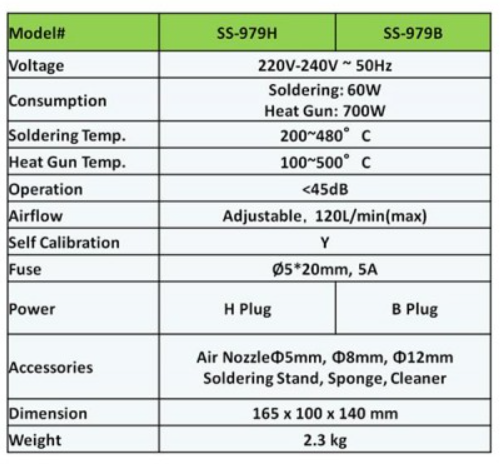 Rəqəmsal termo-havalı lehimləmə stansiyası Pro'skit SS-979B