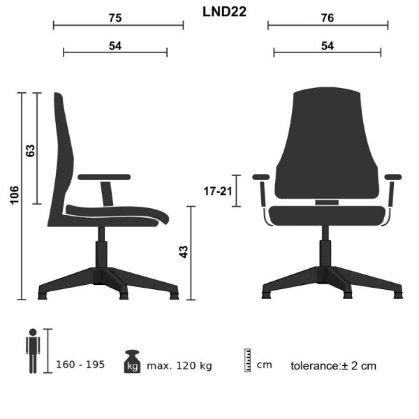 Oturacaq ofis üçün Casella Land LND 22