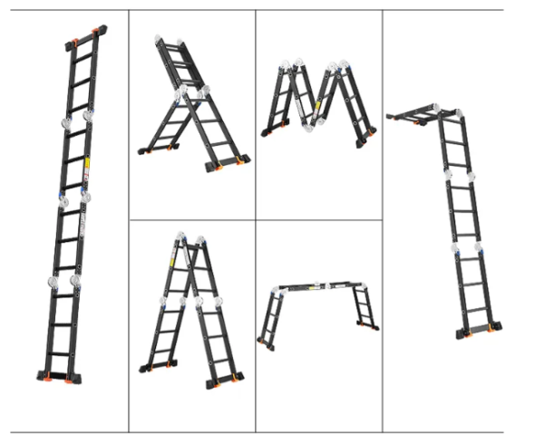 Çoxfunksiyalı nərdivan, 3.55 m / 4X3 / 12 pillə, big hinge, Maxko EMP403A