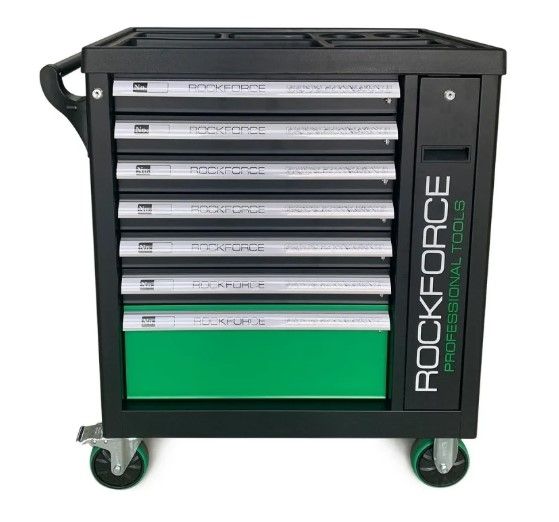 Alətlər üçün iş masası Rockforce, 7 bölməli / 274 ədəd / yaşıl, RF-55300