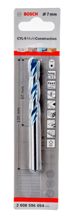 Burğu CYL-9 MULTICONSTR 7х60х100 mm Bosch 2608596054