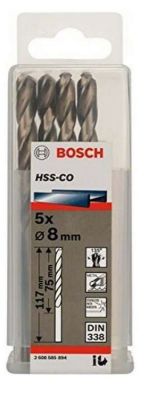 Burğu metal üçün HSS-CO 8x75x117 mm (5ədəd) Bosch 2608585894