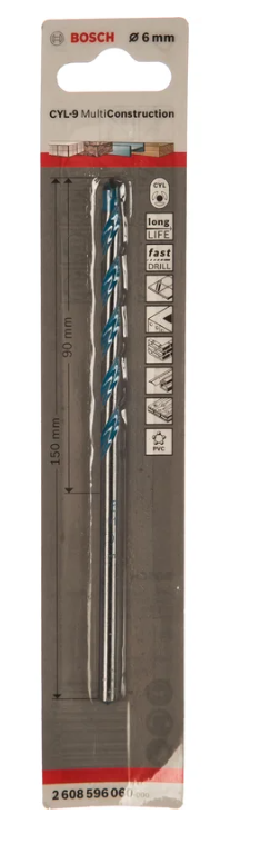 Burğu CYL-9 MULTICONSTR 6х90х150 mm Bosch 2608596060