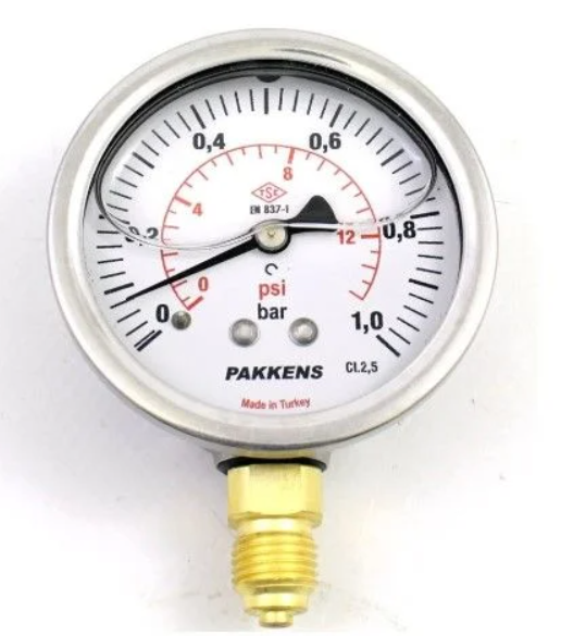 Манометр Pakkens глицериновая (0-1 Бар 63 мм) 0631001102