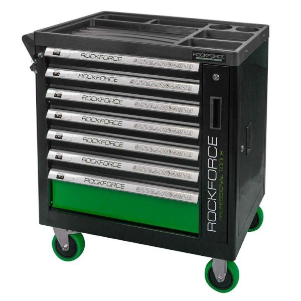 Alətlər üçün iş masası Rockforce, 7 bölməli / 274 ədəd / yaşıl, RF-55300